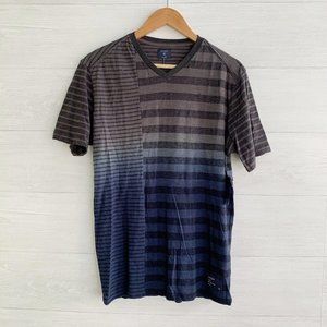 NWT Union - Gray blue ombre striped V-neck short sleeve t-shirt, M